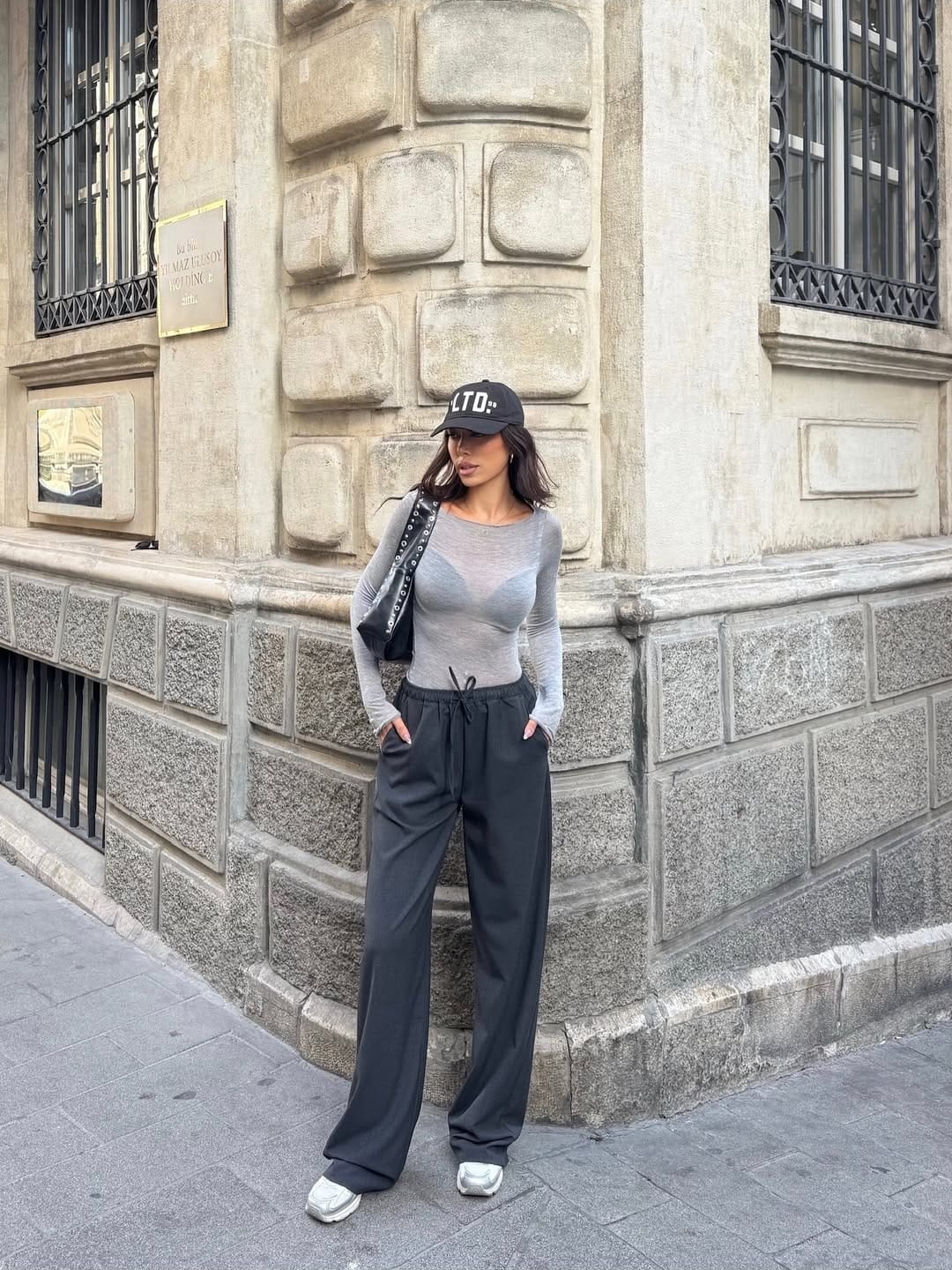 Dökümlü, Yüksek Bel,  Palazzo Füme Pantolan 